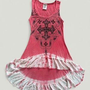 Vocal Y2K Goth Pink Tie-Dye Mini Dress